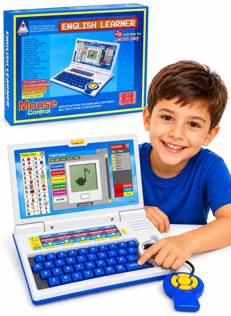 TOY GARDEN Laptop toy, Kids Special Entertainment and Teaching Fun English Spelling Test Notebook Laptop Toy for Best Gift (Mouse Included) (Multi-Color) - Image 1
