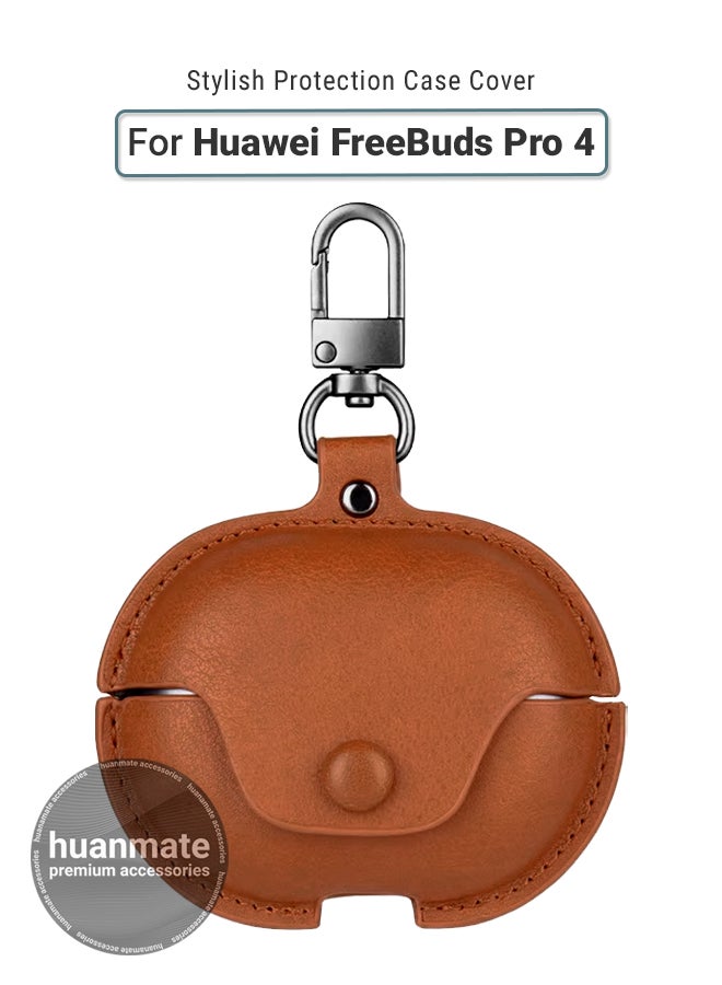 huanmate Huawei FreeBuds Pro 4 Shockproof Protection Case Cover - Brown - Lightweight, Stylish Design, Accurate Cut-outs - Easy to Install & Remove - Durable Shield for Your Huawei FreeBuds Pro 4 - Image 1