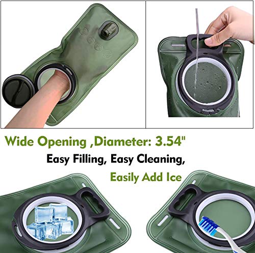 CHERAINTI Hydration Bladder, 2L Water Bladder for Hiking Backpack, BPA-Free Leak Proof Water Reservoir Storage Bag, Hydration Pack Replacement for Camping Cycling Running, Military Green - Image 5