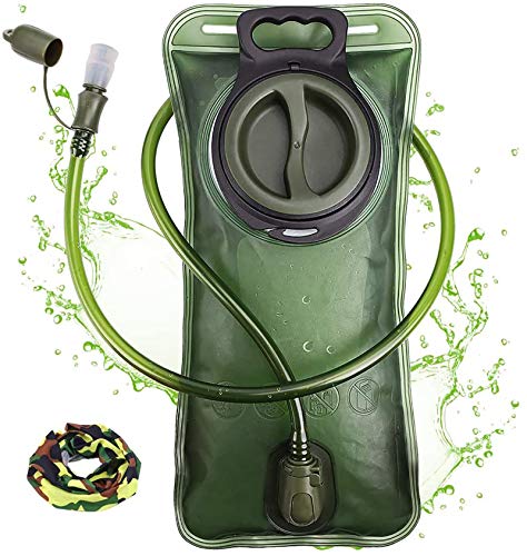 CHERAINTI Hydration Bladder, 2L Water Bladder for Hiking Backpack, BPA-Free Leak Proof Water Reservoir Storage Bag, Hydration Pack Replacement for Camping Cycling Running, Military Green - Image 1