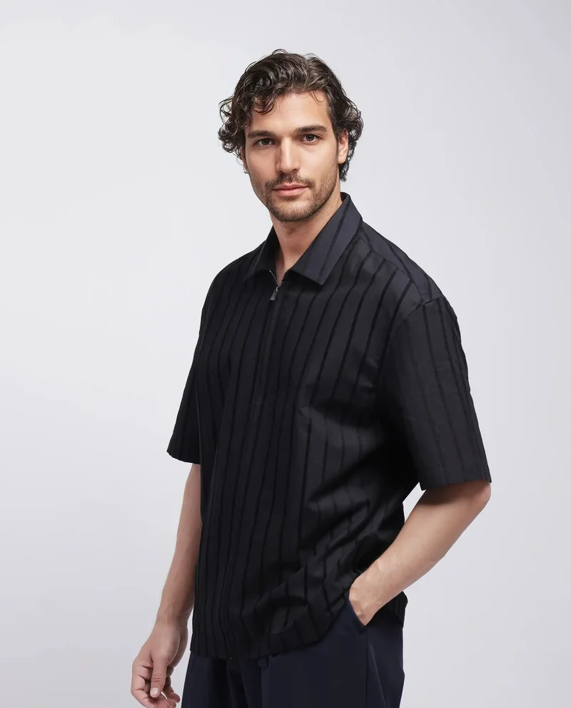 Rare Rabbit Men's Boxy Fit Striped Shirt