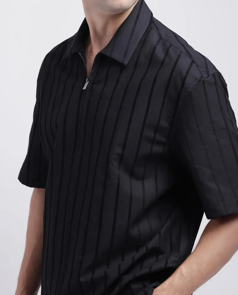 Rare Rabbit Men's Boxy Fit Striped Shirt
