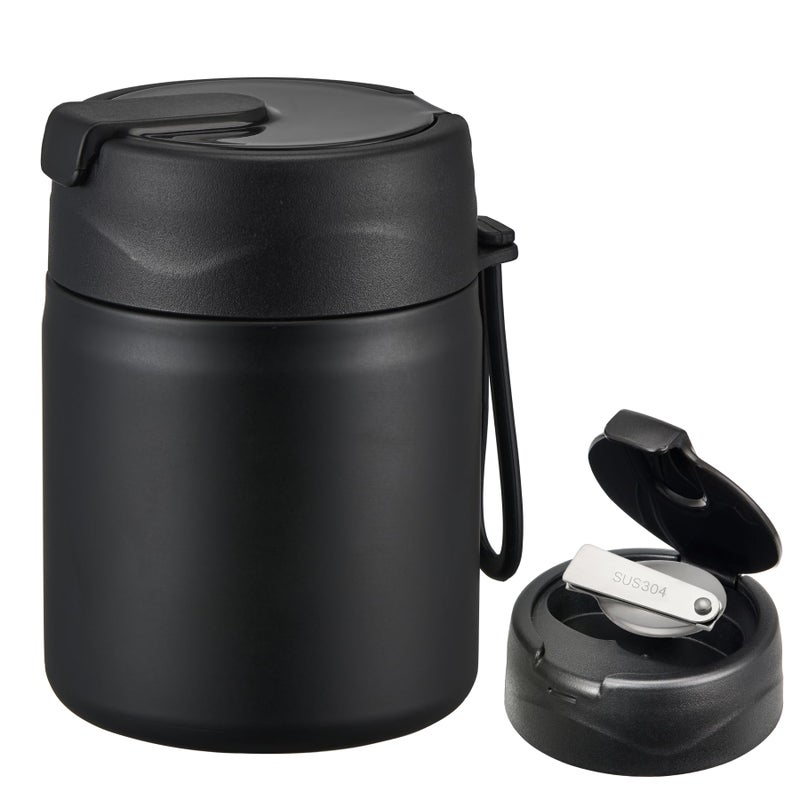 17oz Soup Thermo for Hot Food KidsInsulated Food Jar with SpoonThermo Hot Food Lunch ContainerWide Mouth Leakproof Stainless Steel Lunch Box for SchoolBlack