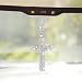 ZIMISI Bling Cross Car Hanging Ornament Crystal Rhinestone Car Rearview Mirror Pendant for Women Diamond Rear View Mirror Charm Present Universal Vehicle Interior Decoration Accessory White - Image 2