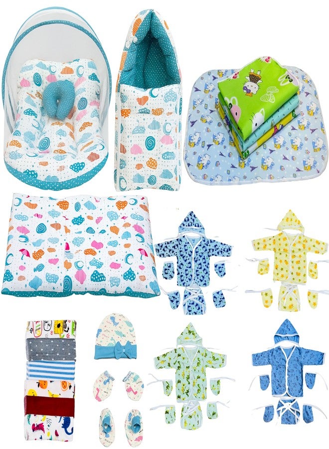 Infantbond by Fareto Newborn Baby Essentials Combo Set - 36 in 1 All-Season Hospital Care Kit for Newborns (0-6 Months) | Complete Baby Gift Set | Baby Products All New Born Combo(Green Spiral) - Image 1