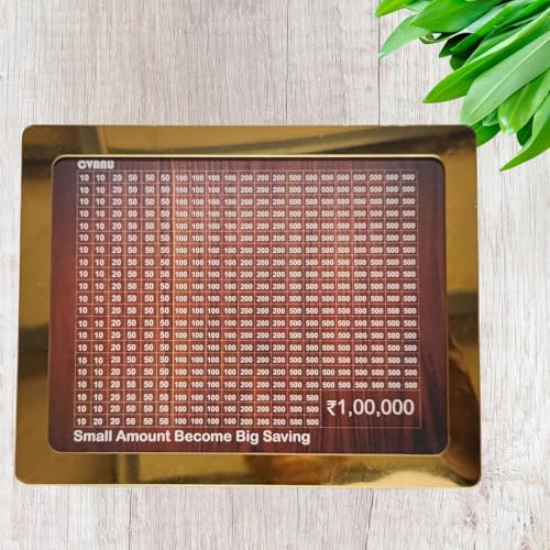 CVANU Wooden Mini Piggy Bank with Printed Money Saving Tracker Number Paste on Box for Kids| Donation Use| Money Saver (Brown)_523 - Image 2