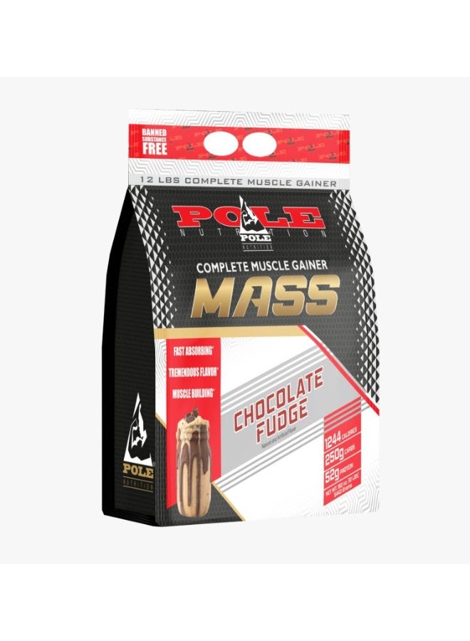 POLE NUTRITION Complete Muscle Gainer, 12lbs – High Calorie Mass Gainer with Creatine & L-Glutamine (Chocolate Fudge)