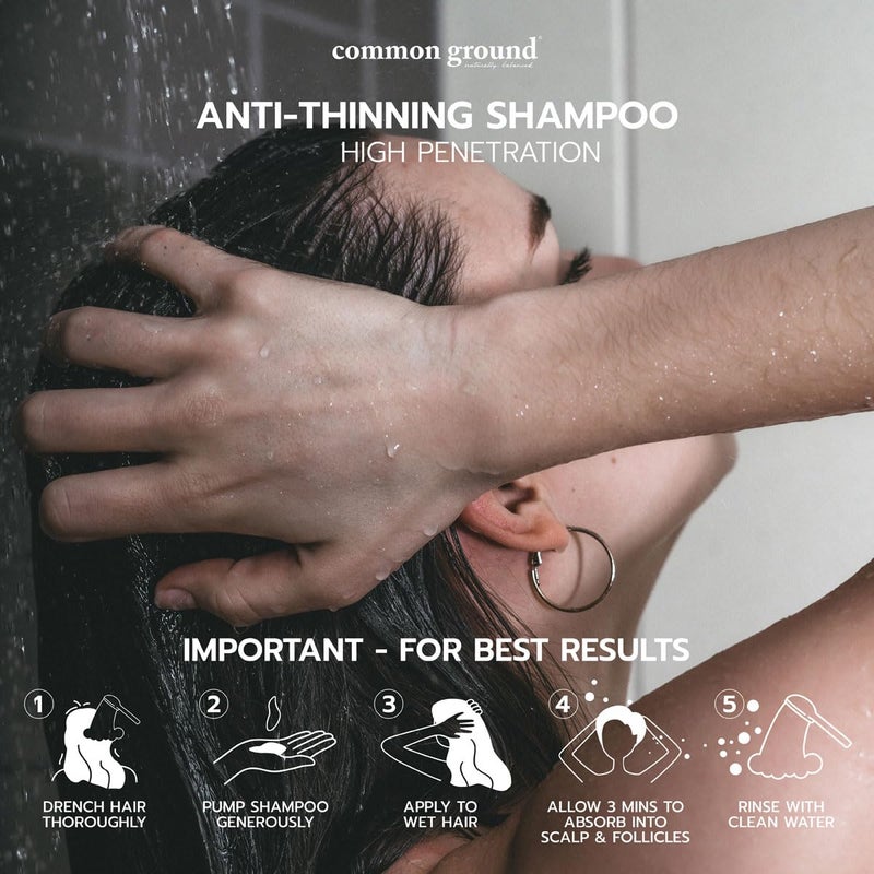 Common Ground Natural Anti Thinning Shampoo and Conditioner Set, Sulphate, Paraben & Cruelty Free, Vegan, Plant-Based, Bergamot, Rosemary Scent, Kino Tree & Ginseng DHT, All Hair, Men & Women - Image 5