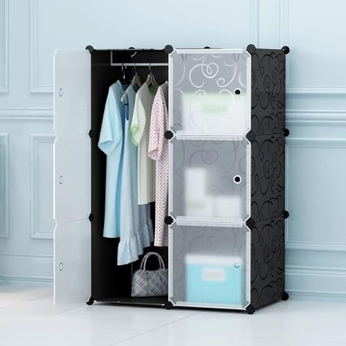 ALOXE Foldable Cupboard for Bedroom Clothes | Grey Plastic Almirah with Transparent Door | Portable Wardrobe, Collapsible Storage Organizer - Image 1