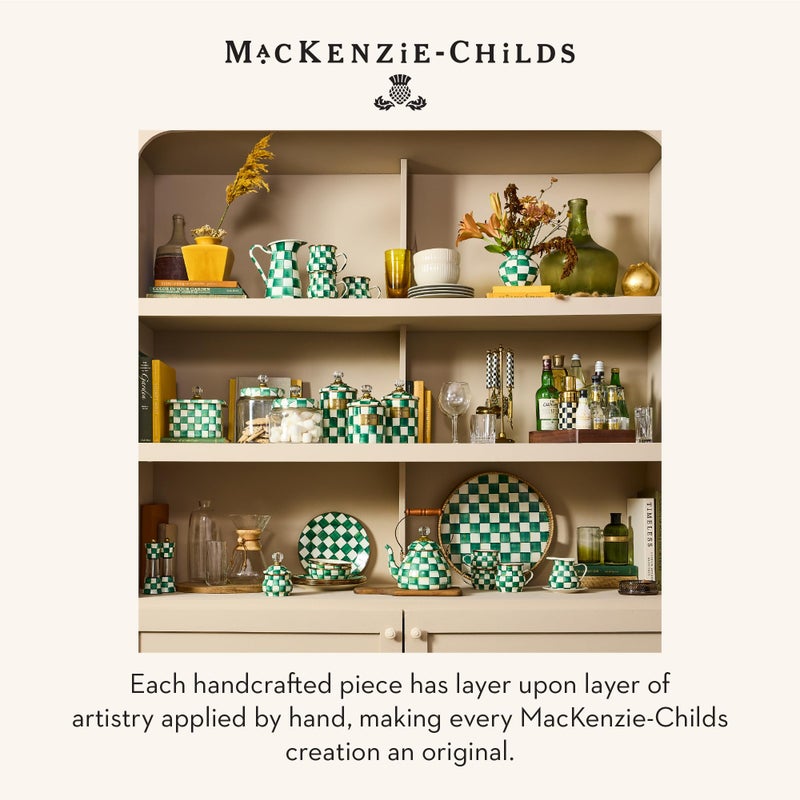 mackenzie childs مجموعة من 2 لوحات تقطيع زجاجية مقواة من ماكنزي-تشيلدز، لوحات تقطيع على السطح، بتصميم المربعات الخضراء والبيضاء - Image 5