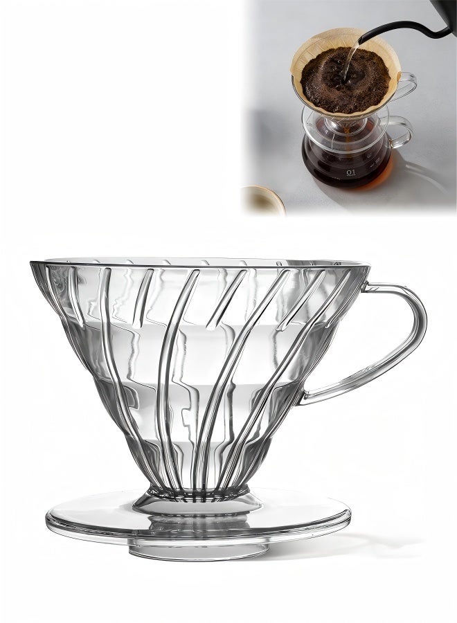 V60 Plastic Dripper 1~4 Cup, Made of High Fired Material, Reusable Pour Over Coffee Dripper/Coffee Maker, Slow Brewing Accessories for Home, Cafe, Restaurants, Strong Flavor Brewer, Size 02 ﻿ - Image 1