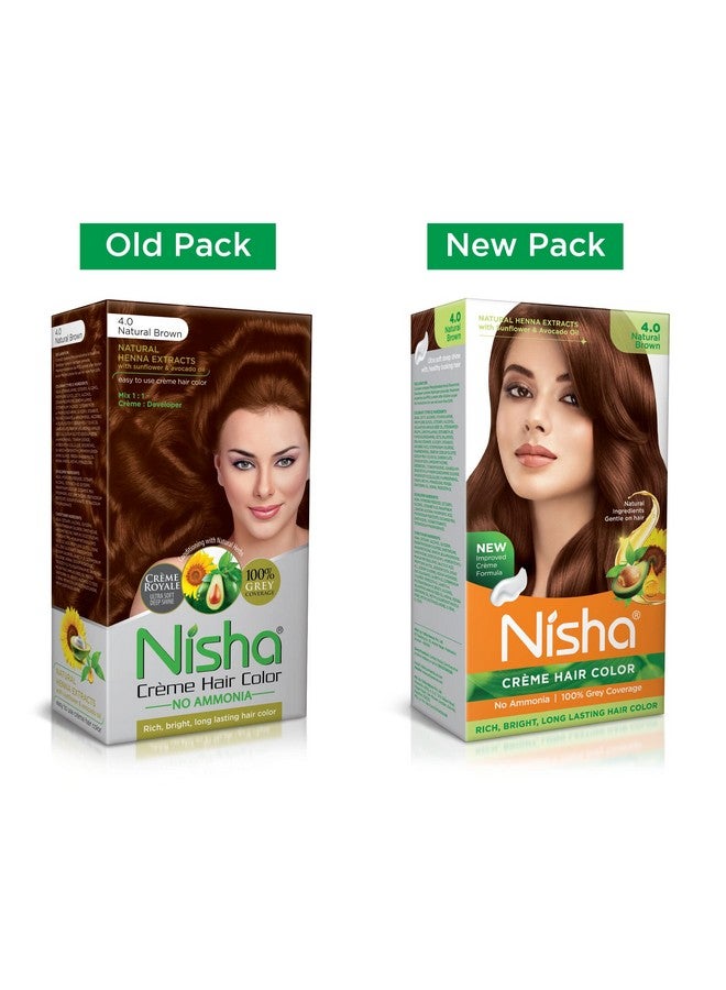 نيشا صبغة شعر كريمية، لون شعر دائم بني طبيعي، حريري ولامع، تغطية 100% للشعر الرمادي، صبغة شعر غنية ومشرقة تدوم طويلاً لشعر ناعم للغاية ولامع (عبوة من قطعة واحدة) - Image 2
