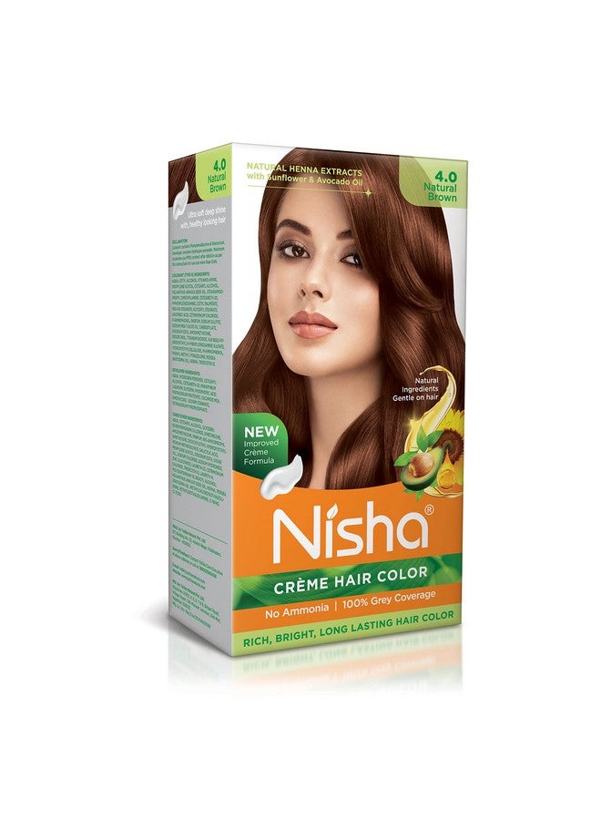 نيشا صبغة شعر كريمية، لون شعر دائم بني طبيعي، حريري ولامع، تغطية 100% للشعر الرمادي، صبغة شعر غنية ومشرقة تدوم طويلاً لشعر ناعم للغاية ولامع (عبوة من قطعة واحدة) - Image 1