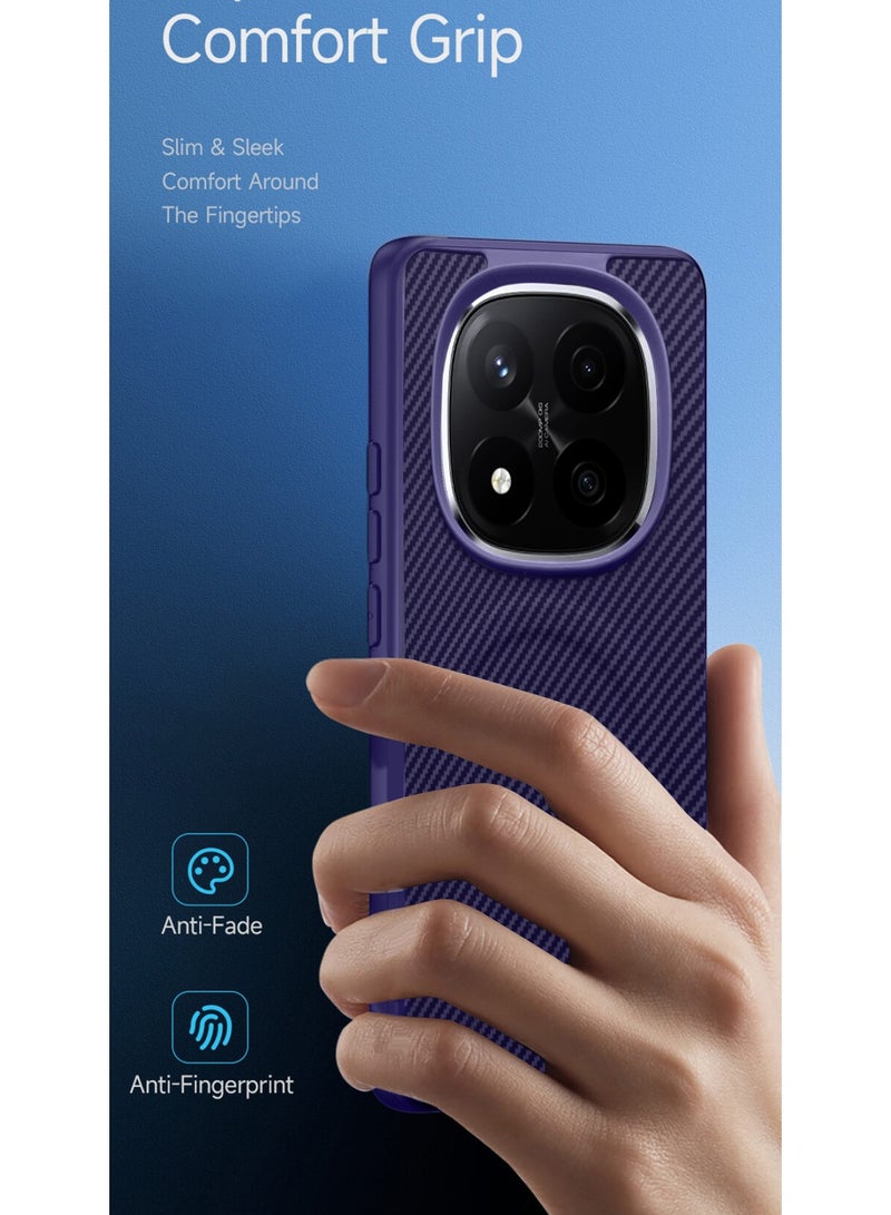 Wtech Xiaomi Redmi Note 14 Pro+ 5G 2025 Soft Silicone Carbon Fiber Magsafe Protective Back Case Cover (MCFPSN) - Eggplant Purple - Image 2