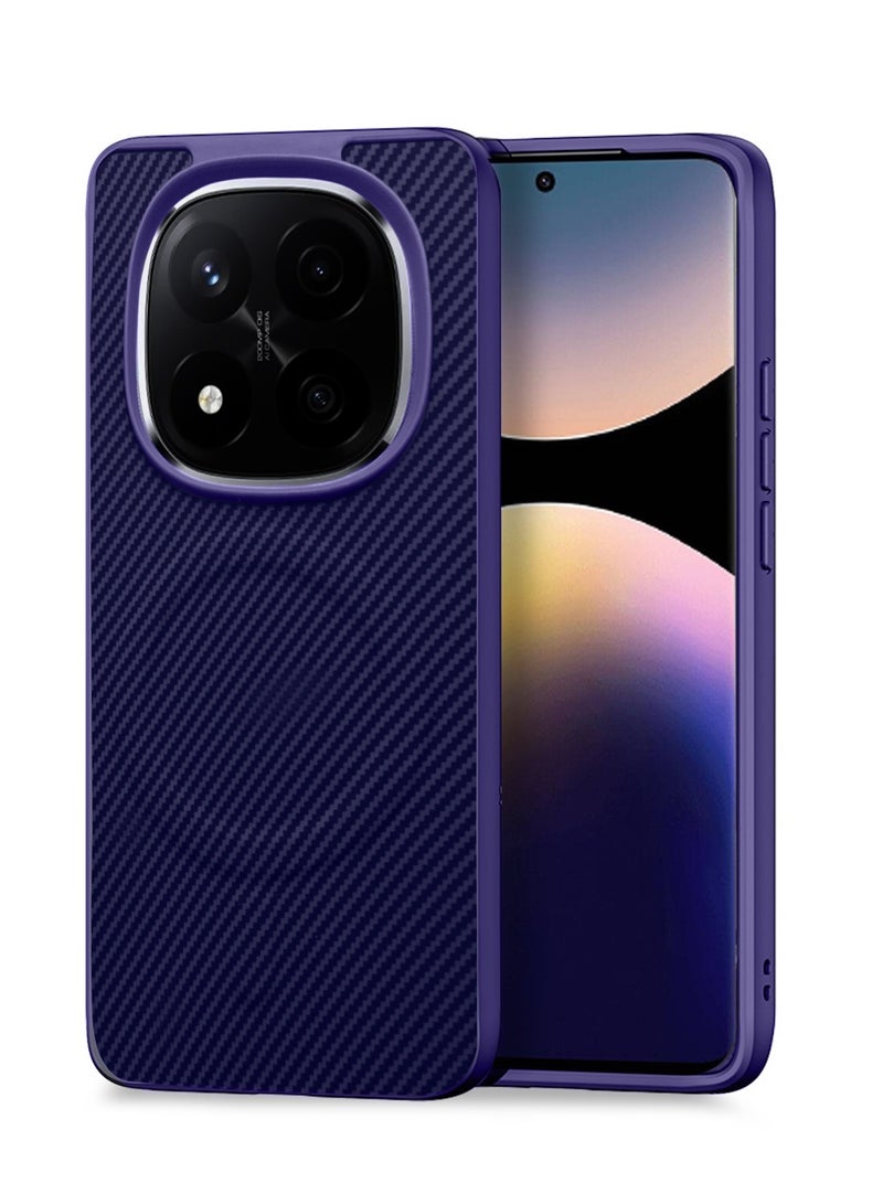 Wtech Xiaomi Redmi Note 14 Pro+ 5G 2025 Soft Silicone Carbon Fiber Magsafe Protective Back Case Cover (MCFPSN) - Eggplant Purple - Image 1