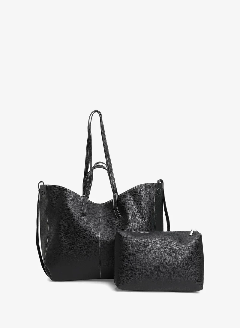 Haute Sauce  Contrast Stitch Tote Pouch Set for Women | Best Price UAE