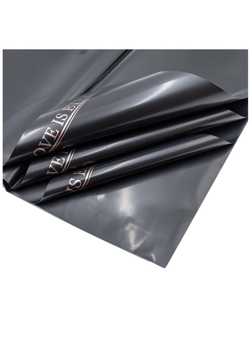 Gulf Flowers Gulf Flowers Black Film LOVE Sheets – 65 Micron, 56x56cm – Pack of 20 Wrapping Sheets for Bouquets, Gifts & Crafts – Waterproof Floral Film for Stylish Flower & Gift Wrapping 