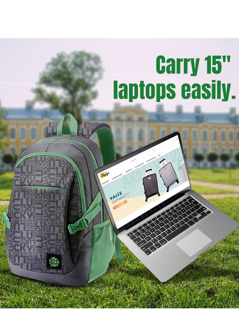 بيج ديزاين حقيبة ظهر للابتوب مقاومة للسرقة ومضادة للماء من Biggdesign Moods Up، باللون الرمادي - Image 3