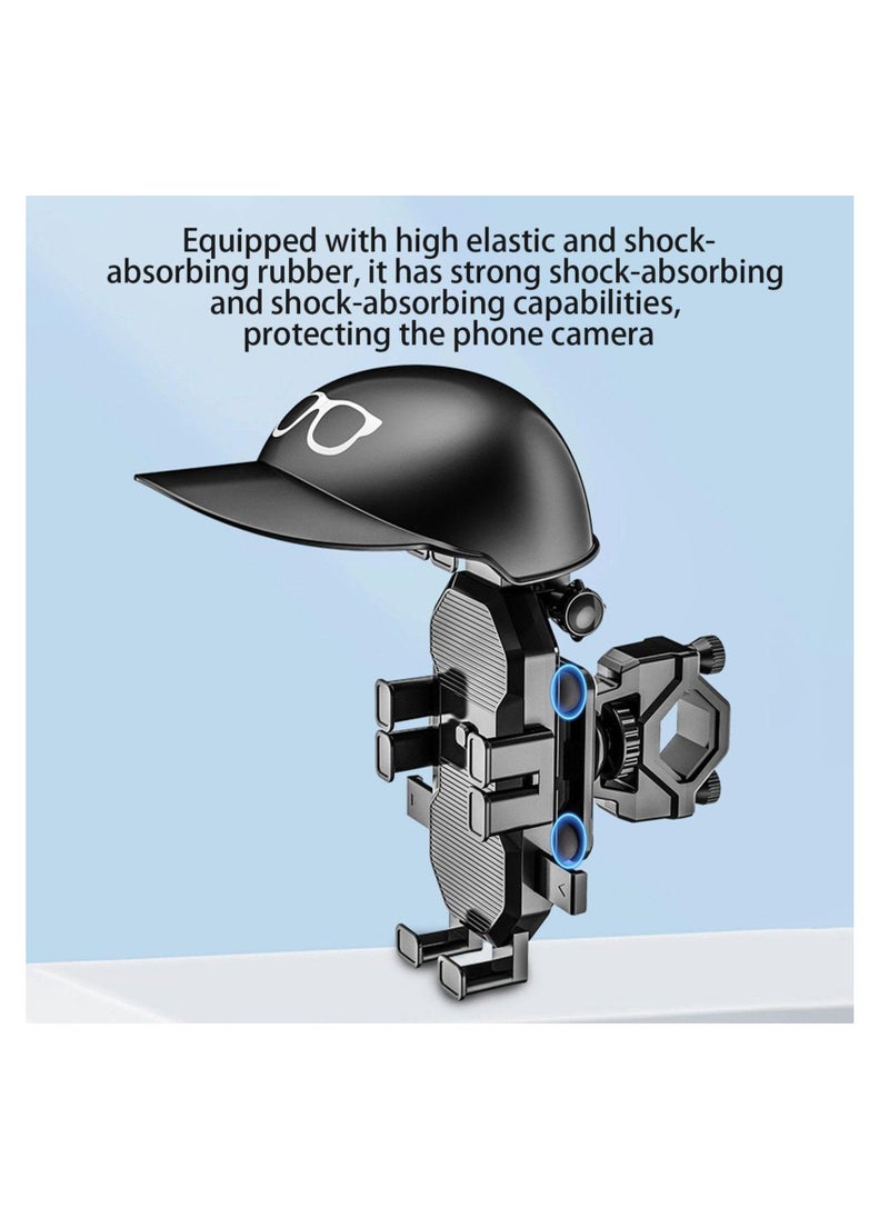 Bike Phone Holder, Bike Phone Holder with Cap for Sun Protection, Motorcycle Phone Mount, Handlebar Phone Clamp for iPhone 15 Pro Max/Plus, 14 Pro Max, S9, S10 and More 4.7" to 6.8" Smartphones - Image 3