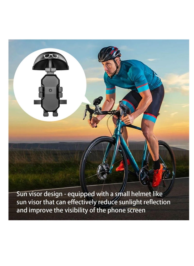 Bike Phone Holder, Bike Phone Holder with Cap for Sun Protection, Motorcycle Phone Mount, Handlebar Phone Clamp for iPhone 15 Pro Max/Plus, 14 Pro Max, S9, S10 and More 4.7" to 6.8" Smartphones - Image 5