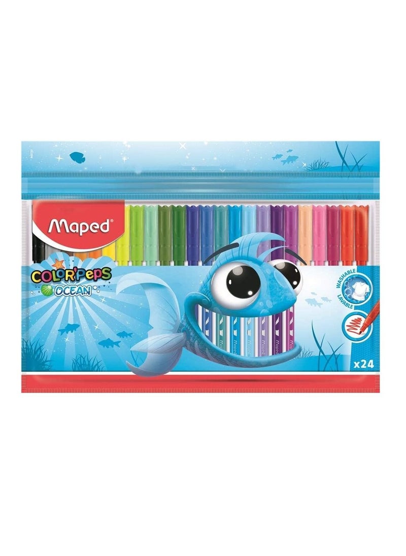 Maped قلم حبر من Ocean Felt متعدد الألوان، 24 قطعة 