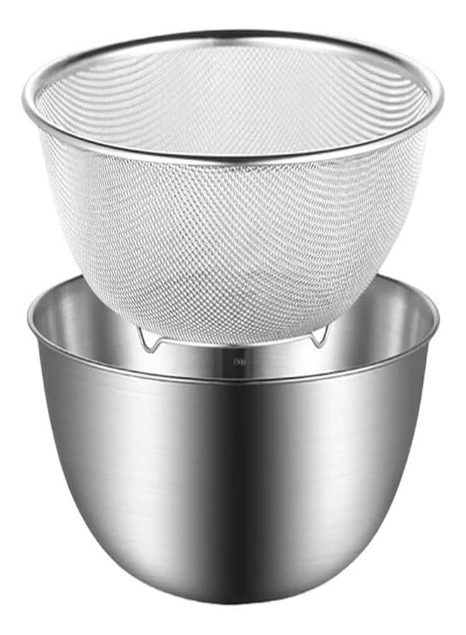 Gyanadh Stainless Steel Mixing Bowl with Mesh Strainer Set Large Kitchen Colander Bowl Combo for Washing Rice Fruits Vegetables Pasta Salad Baking Prep Nesting Durable Rust Resistant - Image 1