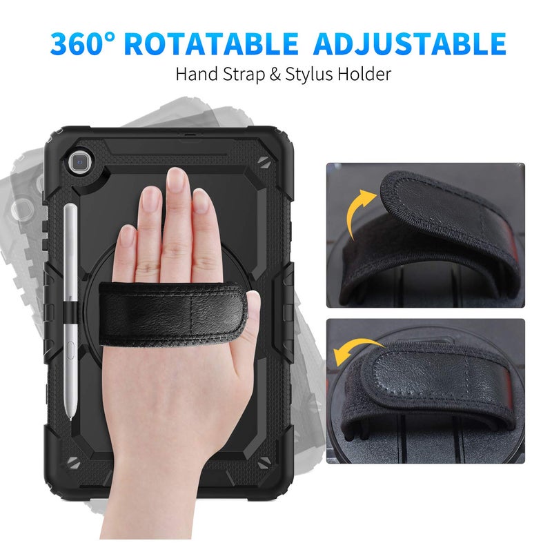 Timecity Case for Samsung Galaxy Tab S6 Lite 10.4'' 2024/2022/2020 (SM-P620/P610/P613/P615), Durable Sturdy Protective Case with Screen Protector, Rotating Stand, Hand/Shoulder Strap- Black - Image 5