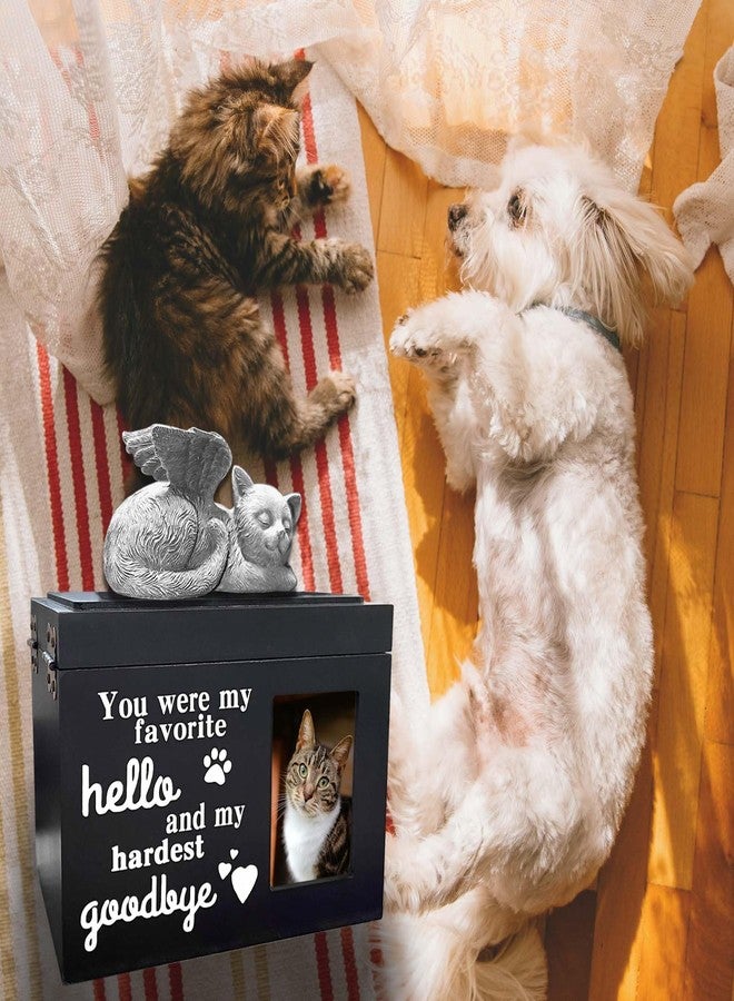 Atigrado Cat Urn - Wooden Black Cat Urns for Ashes Pet Cremation Urn Box Comes with Cat Angel Statue and Cat Whisker Holder - Image 2