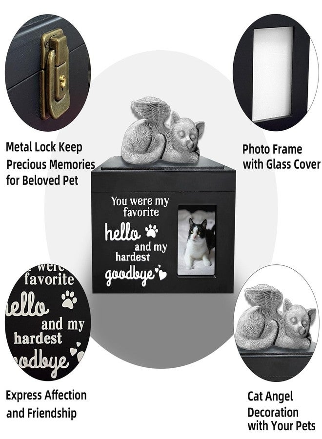 Atigrado Cat Urn - Wooden Black Cat Urns for Ashes Pet Cremation Urn Box Comes with Cat Angel Statue and Cat Whisker Holder - Image 3