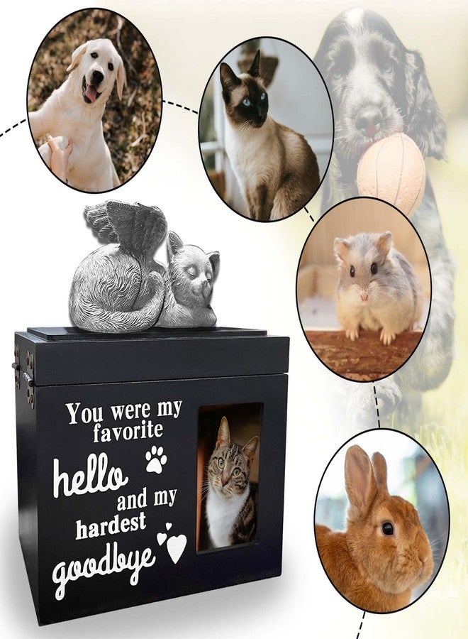 Atigrado Cat Urn - Wooden Black Cat Urns for Ashes Pet Cremation Urn Box Comes with Cat Angel Statue and Cat Whisker Holder - Image 5