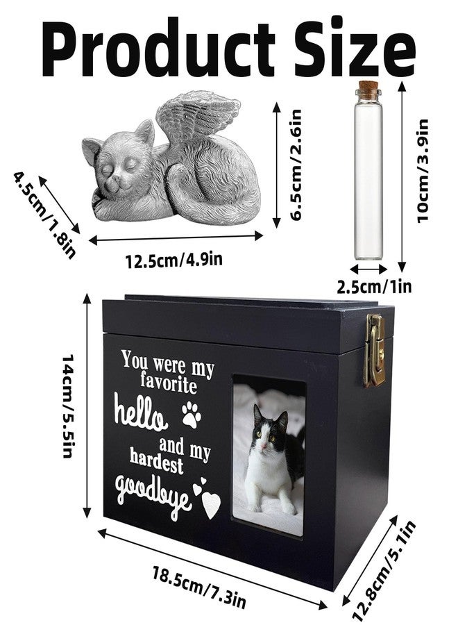Atigrado Cat Urn - Wooden Black Cat Urns for Ashes Pet Cremation Urn Box Comes with Cat Angel Statue and Cat Whisker Holder - Image 4