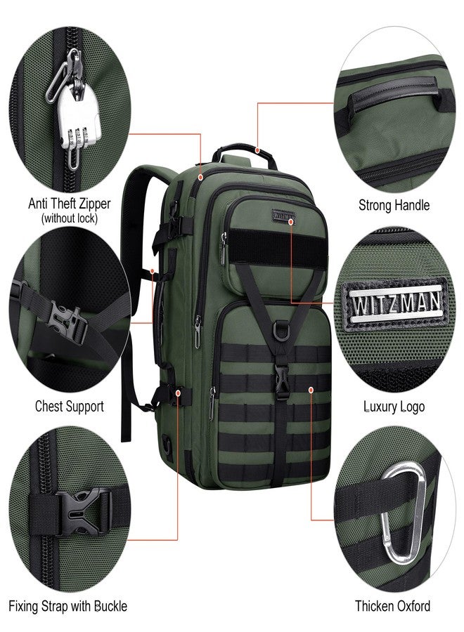 WITZMAN Carry On Travel Backpack for Men Large Convertible 45L Duffle Bag fit 17 Inch Laptop Airline Approved（B688 Light Green） - Image 5
