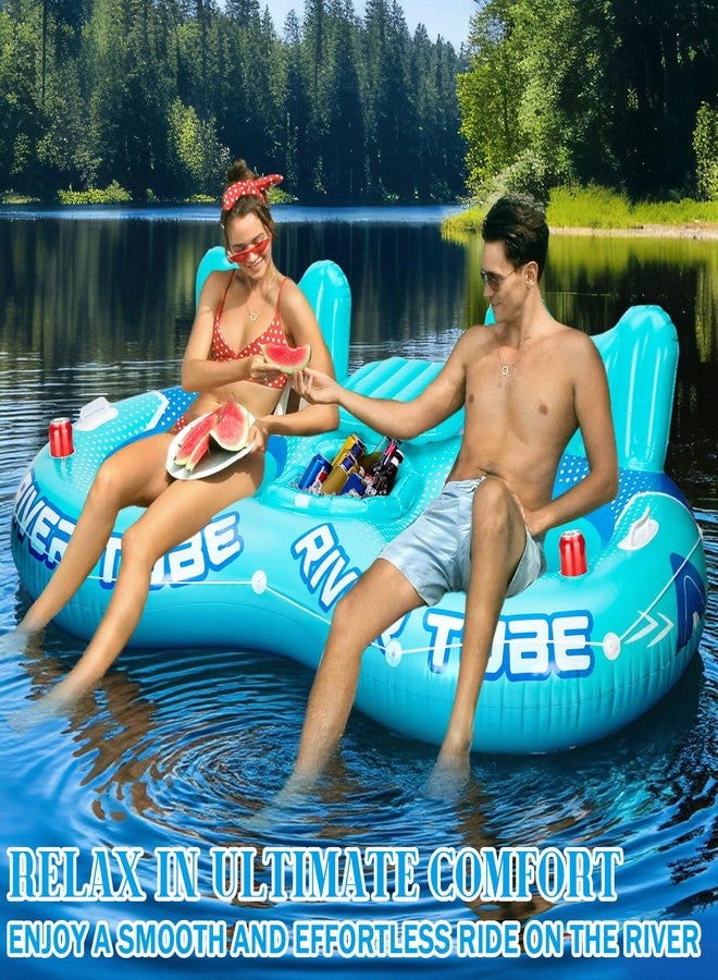 ShinyRelief Inflatable River Tube Float, 2 Person Heavy Duty Pool Float with Built in Cooler, Ergonomic Backrest and Cup Holders for Adults, Lake Water Tubes for Floating Summer Relaxation (1 Pcs) - Image 5
