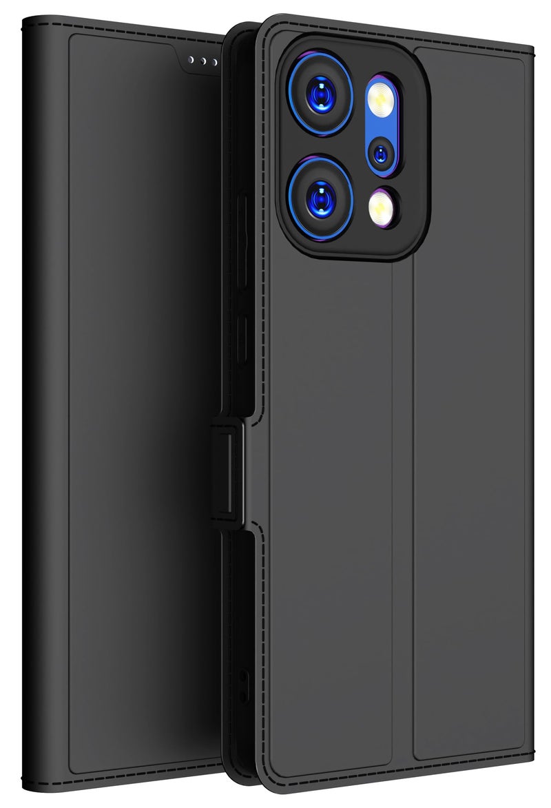 Kapa Noble Slim Magnetic Leather Flip Case Cover for Oppo Reno 14 PRO 5G | Card Holder Stand Flip Wallet Case (Black) - Image 1
