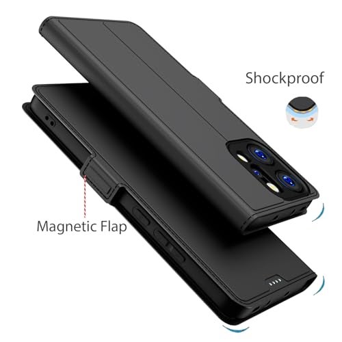 Kapa Noble Slim Magnetic Leather Flip Case Cover for Oppo Reno 14 PRO 5G | Card Holder Stand Flip Wallet Case (Black) - Image 5