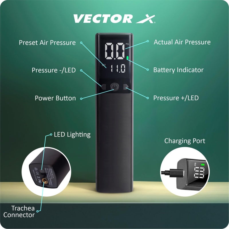 Vector X Electric Air Ball Pump, Ball Pump for Sports Balls with LCD Display, 2000 MAH Power, Chargeable Battery - Image 2