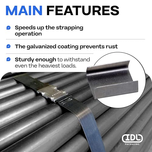 IDL Packaging Open (Snap-On) Seals for 3/4" Strap Width Steel Strapping (Pack of 1000) - Superior Holding Power - Sturdy Metal Clips for Securing Heavy Packaging and Pallet Banding - Image 4