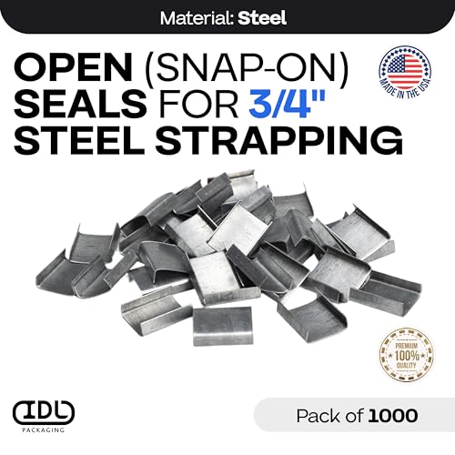IDL Packaging Open (Snap-On) Seals for 3/4" Strap Width Steel Strapping (Pack of 1000) - Superior Holding Power - Sturdy Metal Clips for Securing Heavy Packaging and Pallet Banding - Image 2