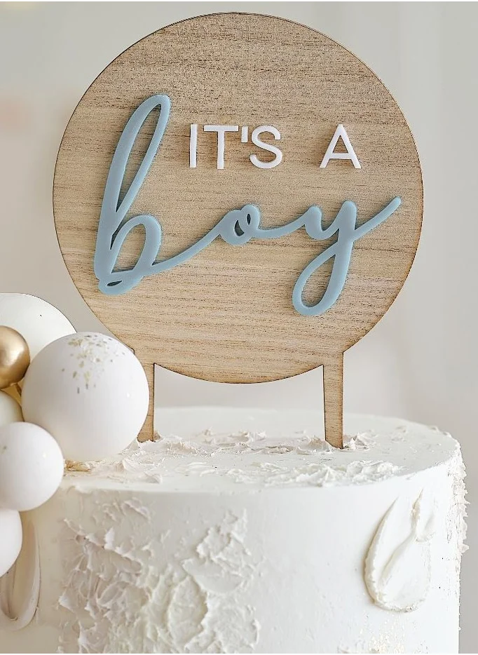 Ginger Ray Cake Topper Wooden It's a Boy