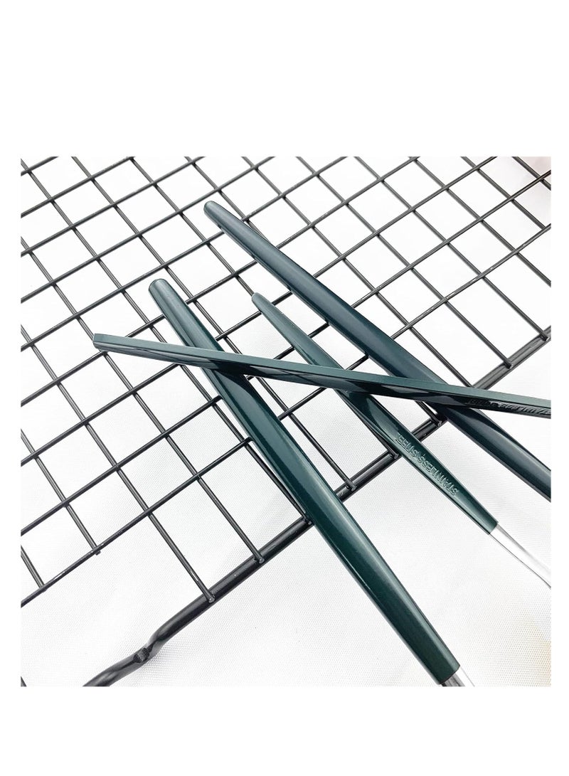 MahMir® Flatware Serving Set 24 Piece, Stainless Steel Silverware Set, Green Gold Cutlery Set, Modern Elegant Tableware Set for Party, Christmas, Dinner (Green Silver) - Image 4