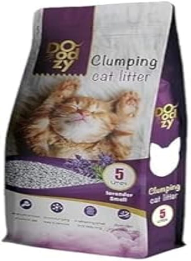 Doodzy Cat Litter - White Clumping Cat Litter - Multiple Scents - 5L (Lavender)