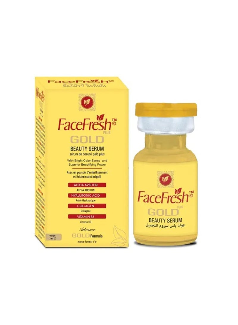 Face Fresh Set of 6 Gold Plus Beauty Serum - Vitamin B3 & Alpha Arbutin, Anti-aging, Prevents Dryness, Protects Skin from Damage & Fights Acne, For All Skin Types 3ml - Image 2