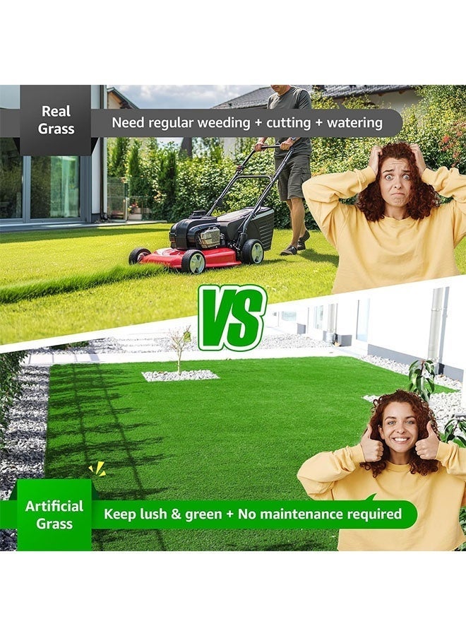 MLADEN Artificial Grass, 1Mx4M Realistic Fake Grass Rug with Drainage Holes, Indoor Outdoor Dog Mat Turf, Replacement Garden Lawn Landscape Balcony Decor (40mm) - Image 4