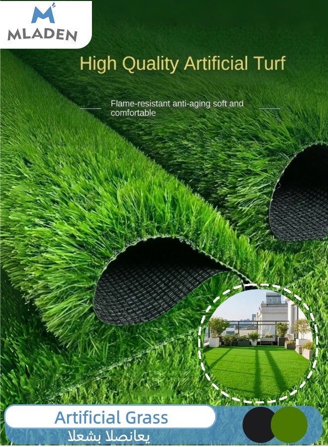 MLADEN Artificial Grass, 1Mx4M Realistic Fake Grass Rug with Drainage Holes, Indoor Outdoor Dog Mat Turf, Replacement Garden Lawn Landscape Balcony Decor (40mm) - Image 1