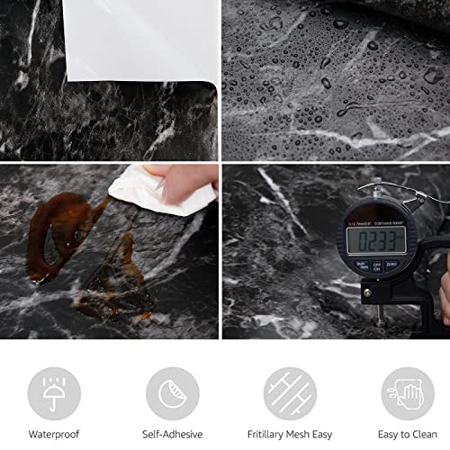 Abyssaly Black Marble Paper Granite Wallpaper 17.7" X 396" Peel and Stick Countertop Paper Self Adhesive for Kitchen Bathroom and Furniture - Image 3