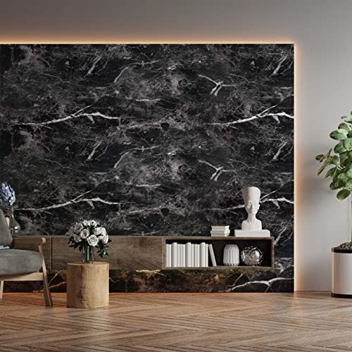 Abyssaly Black Marble Paper Granite Wallpaper 17.7" X 396" Peel and Stick Countertop Paper Self Adhesive for Kitchen Bathroom and Furniture - Image 2
