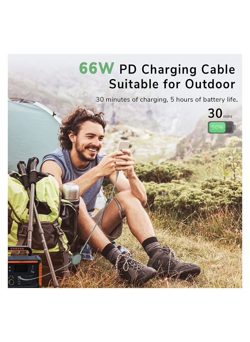 Generic - 3-in-1 Retractable Flat Cable Adjustable Length Universal Multiple Fast Charging 66w Cord Adapter Type-C Micro Compatible with Cell Phones Tablets and More (Charging Only) (Green) - Image 1