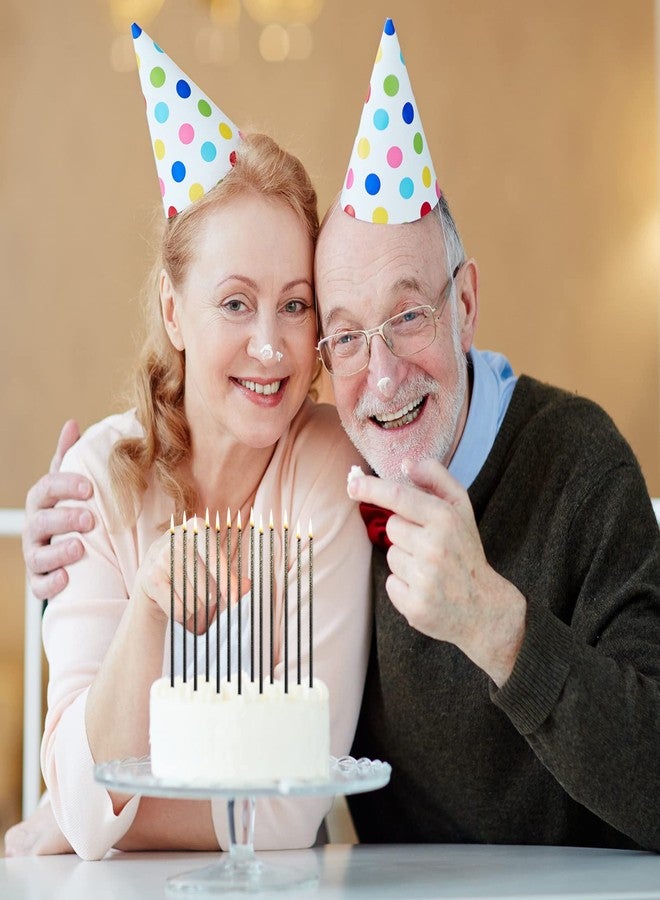 تونديامو 12 قطعة من شموع عيد الميلاد المعدنية باللونين الأسود والذهبي، شموع طويلة ورفيعة لتزيين الكيك، مناسبة لأعياد الميلاد، والتقاعد، وحفلات الزفاف، والتخرج، والذكرى السنوية، وغيرها من المناسبات الاحتفالية. - Image 3