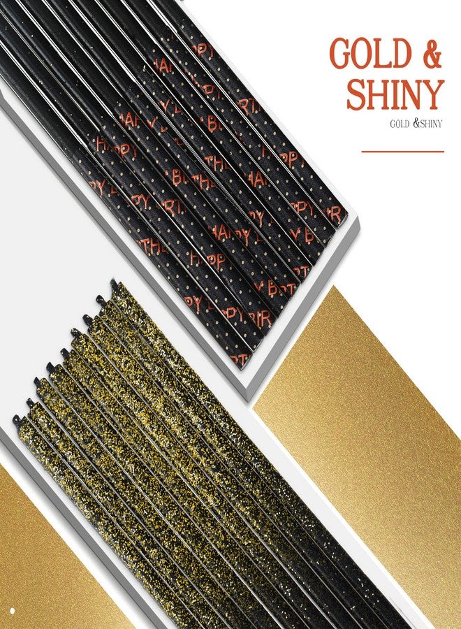 تونديامو 12 قطعة من شموع عيد الميلاد المعدنية باللونين الأسود والذهبي، شموع طويلة ورفيعة لتزيين الكيك، مناسبة لأعياد الميلاد، والتقاعد، وحفلات الزفاف، والتخرج، والذكرى السنوية، وغيرها من المناسبات الاحتفالية. - Image 5