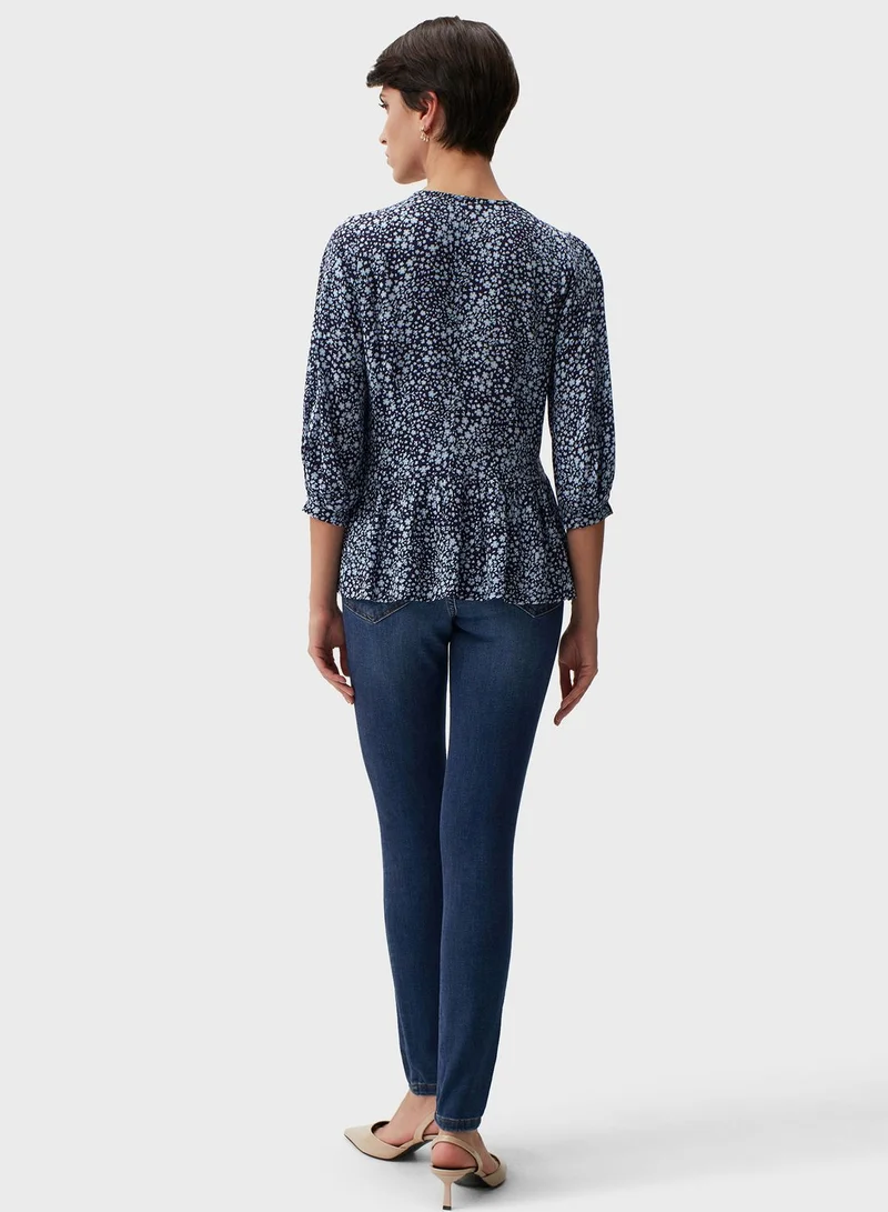 Jimmy Key V-Neck Printed Top